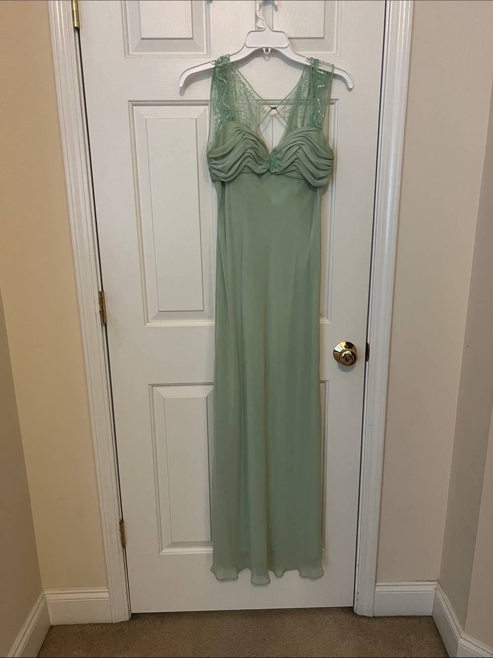 Chadwicks Sage Green Lace-Trim Long Chemise
